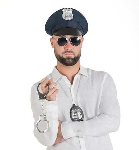 Ciao Polizei Verkleidungsset Kit (hut, brille, polizeiabzeichen, handschellen), Blau von Ciao