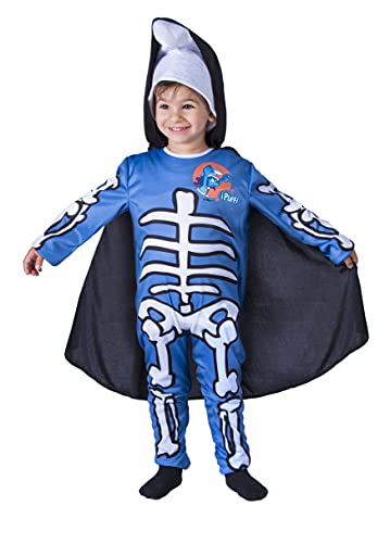 Smurf Skeleton Halloween Special Edition costume disguise boy official Smurfs (Size 2-3 years) with cape and mask von Ciao