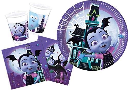 Ciao Y5026 Vampirina Partygeschirr Party-Set Disney Halloween (Pappteller, Bucher, Servietten), Multicolor, 8 Personen von Ciao