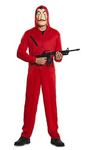Festartikel Müller Original Casa de Papel Hausräuber Overall und Maske (Größe M/L), Erwachsenenkostüm, Rot, Größe M/L, 706842 von Ciao