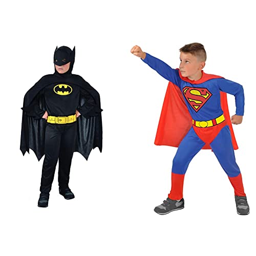 Hallo- Batman Dark Ritter Kostüm Original DC Comics (Größe 3-4 Jahre), Farbe, 11670.3-4 & Superman Kostüm Jungen Original DC Comics (Größe 3-4 Jahre) von Ciao