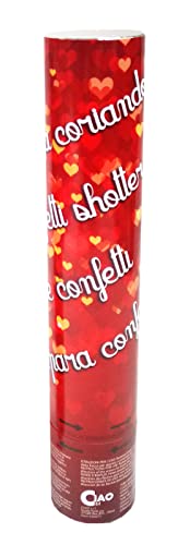 Party Popper Konfetti Schießrohr rot Herzen (30 cm) von Ciao