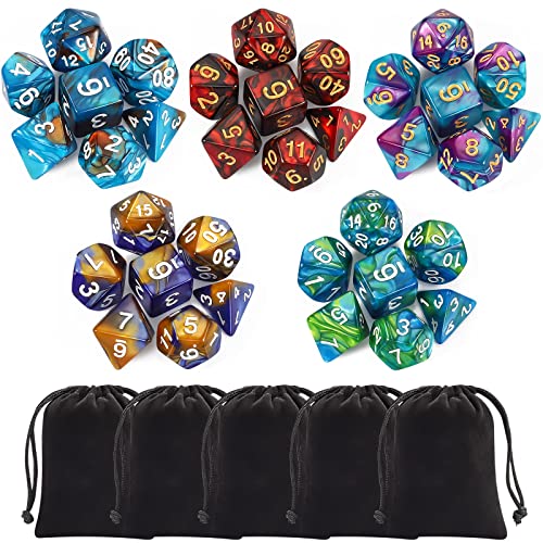 CiaraQ Polyhedral-Würfel mit 5 schwarzen Beuteln für RPG Dungeons und Dragons Pathfinder DND RPG MTG D20 D12 D10 D8 D4 Tischspiel CiaraQ Polyhedral-Würfel mit 5 schwarzen Beuteln für RPG Dungeons und Dragons Pathfinder DND RPG MTG D20 D12 D10 D8 D4 Tischspiel von CiaraQ