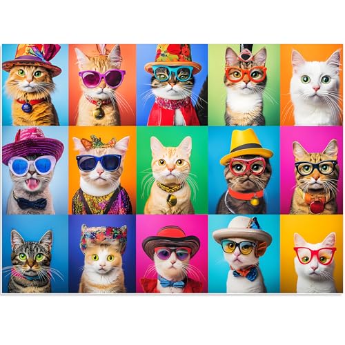 500 Teile Puzzles für Erwachsene, Katzen, Puzzle für Erwachsene, Kinder, Senioren, recyceltes Karton-Puzzle, 500 Teile, Familienaktivität, tolles Geschenk für Familie und Freunde, 52,1 x 38,1 cm von Ciavotie