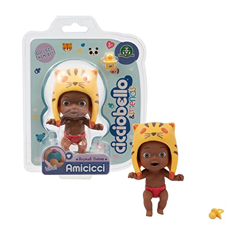 Cicciobello Amicci Animal Cuties Tiger Boy, Minifigur mit Mütze und Schwanz auf der Windel, für Mädchen ab 3 Jahren, CC038400, Giochi Preziosi von Amicicci