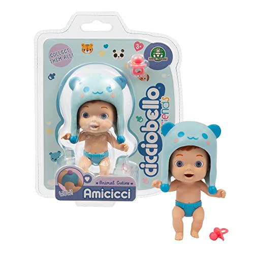 Amicicci Cicciobello Animal Cuties Bear Boy CC038200 Giochi Preziosi Mini-Figur mit Mütze und Schwanz auf der Windel für Mädchen ab 3 Jahren von Cicciobello