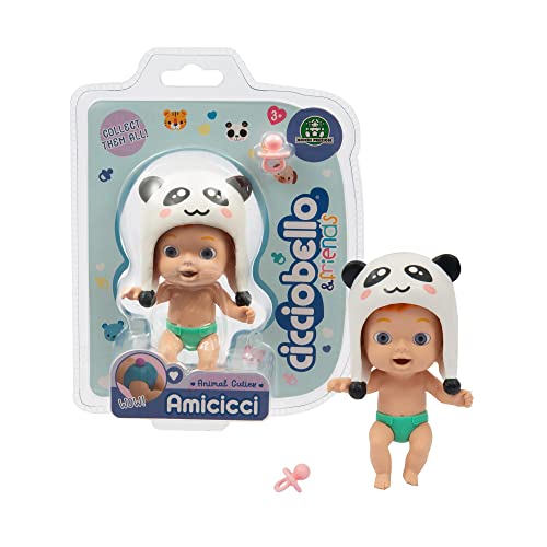 Cicciobello - Animal Cuties Panda Boy, Mini-Figur mit Tierhut und Zopf auf der Windel, für Mädchen ab 3 Jahren, CC038100, Giochi Preziosi von Cicciobello