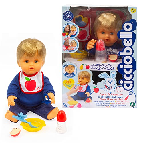 Cicciobello - Pappa SI und Pappa Nein, die Puppe, die gierig ist, entdeckt jeden Tag einen neuen Geschmack und nach dem Essen rülpst, mit Zubehör, für Mädchen ab 2 Jahren, CCB98000 von Cicciobello