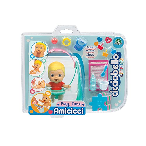 Cicciobello CC000100 Amicci Play Time, süßes Baby Blond mit bunten Windeln, Mini-Figur mit Zubehör, Mehrfarbig von Cicciobello
