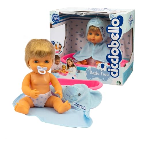 Cicciobello Bath Fun Puppe 30 cm mit Wanne, Bademantel, Windel und Schnuller, Spiele für Kinder 2 Jahre, Cicciobello Classic mit Zubehör im Lieferumfang enthalten von Cicciobello
