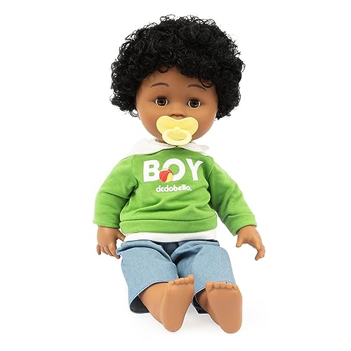 Cicciobello My Friends Interaktive Puppe, Höhe 42 cm, Spiele für Kinder 2 Jahre, Classic mit Schnuller, detailliertes Kleid und bürstbares Haar, Afro von Cicciobello