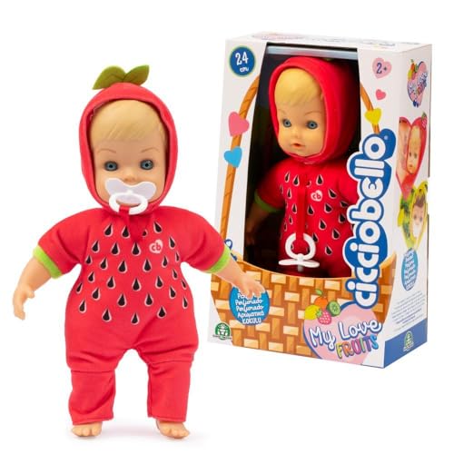 Cicciobello My Love Fruits weiche Puppe mit Strampler, 24 cm hoch, mit Schnuller, für Jungen und Mädchen ab 2 Jahren von Cicciobello