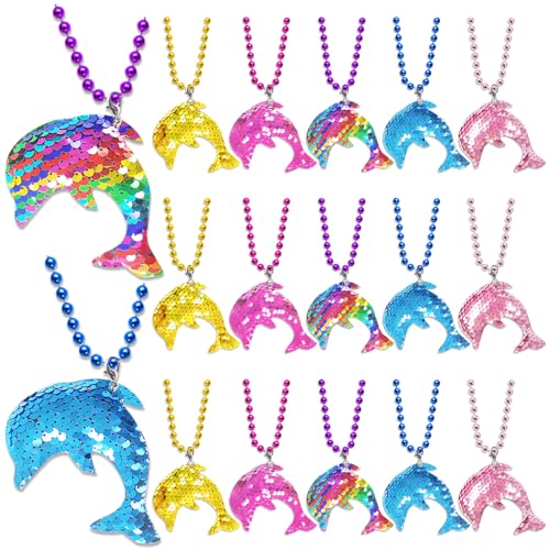CiciBear Delfin-Pailletten-Halskette, Partyzubehör mit Mardi Gras Perlen für Meereswelt-Motto-Partys, Heimdekoration, Festivals, Hochzeiten, Geburtstagsfeiern, 5 Farben, 15 Stück CiciBear Delfin-Pailletten-Halskette, Partyzubehör mit Mardi Gras Perlen für Meereswelt-Motto-Partys, Heimdekoration, Festivals, Hochzeiten, Geburtstagsfeiern, 5 Farben, 15 Stück von CiciBear