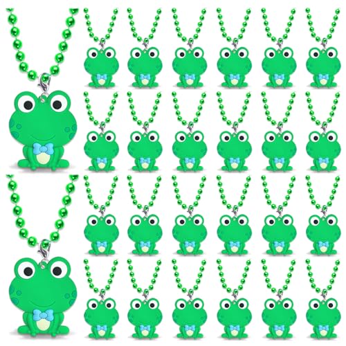 CiciBear Frosch-Halskette, Partyzubehör mit Mardi Gras Perlen für grüne Frosch, Mädchen, Babyparty, erster Geburtstag, Reptilien, Camping, Party, Hochzeit, Geburtstag, Feiern, 24 Stück CiciBear Frosch-Halskette, Partyzubehör mit Mardi Gras Perlen für grüne Frosch, Mädchen, Babyparty, erster Geburtstag, Reptilien, Camping, Party, Hochzeit, Geburtstag, Feiern, 24 Stück von CiciBear