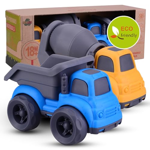 Cicili LKW Spielzeug ab 1 Jahr, Autos Für Kinder ab 2 Jahre Zum Spielen, Nachhaltiger Bio-Kunststoff Kinder Sandkasten Auto, Sandkasten-Spielzeug Kleine Fahrzeuge (Blau) von Cicili