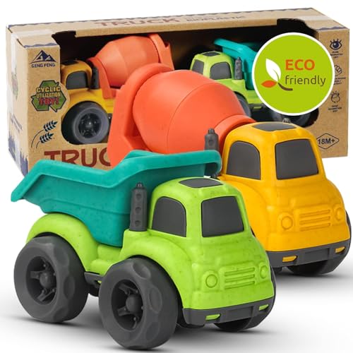 Cicili LKW Spielzeug ab 1 Jahr, nachhaltiger Bio-Kunststoff Kinder Set ab 2 Jahr Indoor Outdoor Sandspielzeug für Mädchen Jungen, Badewannenspielzeug Sandkasten (Grüner) von Cicili