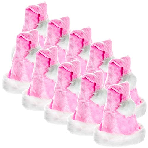 Ciffre 10 Stück im Set Weihnachtsmütze Nikolausmütze Winter Mütze Mützen Nikolaus Pink Rosa von Ciffre