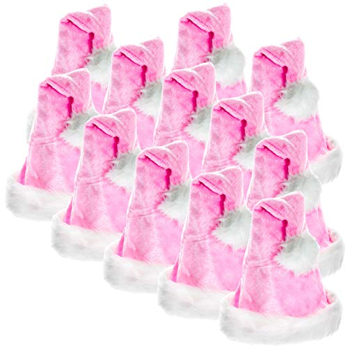 Ciffre 12 Stück im Set Weihnachtsmütze Nikolausmütze Winter Mütze Mützen Nikolaus Pink Rosa von Ciffre