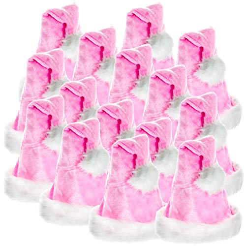 Ciffre 15 Stück im Set Weihnachtsmütze Nikolausmütze Winter Mütze Mützen Nikolaus Pink Rosa von Ciffre
