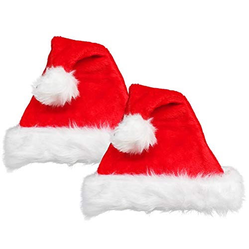 Ciffre 2 Stück im Set Weihnachtsmütze Nikolausmütze Winter Mütze Mützen Nikolaus Santa Rot Plüsch Dicker Fellrand 56-58cm Kopfumfang von Ciffre