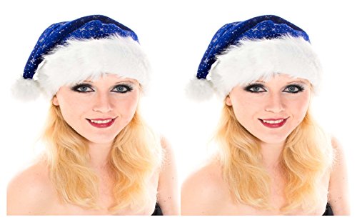 Ciffre 2 er Set Weihnachtsmütze Nikolausmütze Blau Plüsch mit Glitzer Staub Dicker Fellrand X18 Ciffre 2 er Set Weihnachtsmütze Nikolausmütze Blau Plüsch mit Glitzer Staub Dicker Fellrand X18 von Ciffre