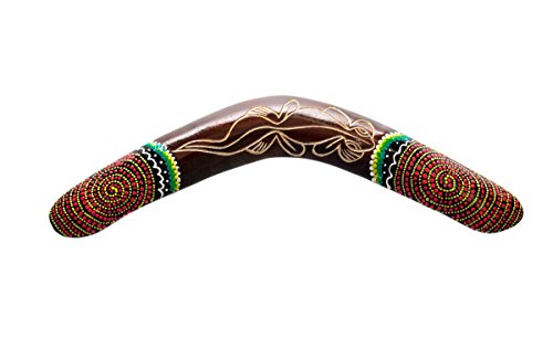 Ciffre 40cm Bumerang Bummerang Boomerang Deko Fair Trade Dotpaint Bemalt Geschnitzt Gecko von Ciffre