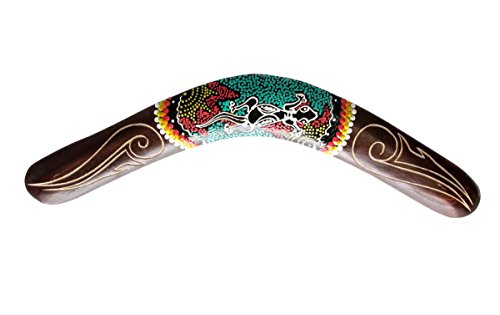 Ciffre 40cm Bumerang Bummerang Boomerang Deko Fair Trade Handbemalt Gecko Geschnitzt Holz von Ciffre