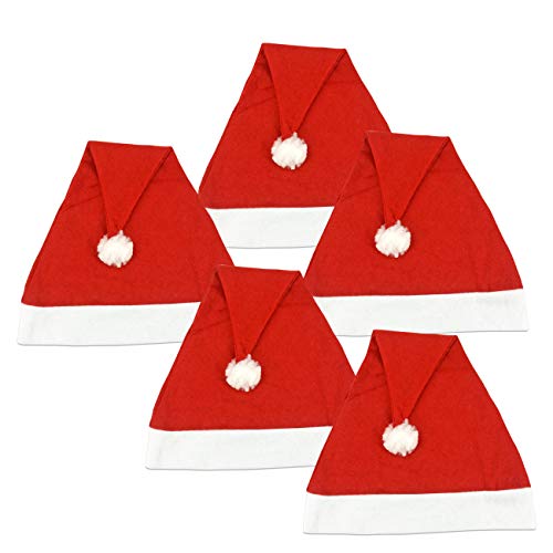 Ciffre 5 Stück im Set Weihnachtsmütze Nikolausmütze Winter Mütze Mützen Nikolaus Santa Rot M1 von Ciffre