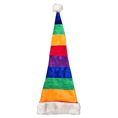 Ciffre Große XXL Lange Weihnachtsmütze Nikolausmütze Rainbow Bunt Santa Mütze Nikolaus A1 von Ciffre