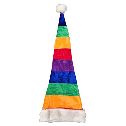 Ciffre Große XXL Lange Weihnachtsmütze Nikolausmütze Rainbow Bunt Santa Mütze Nikolaus A1 von Ciffre