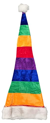Ciffre Große XXL Lange Weihnachtsmütze Nikolausmütze Rainbow Bunt Santa Mütze Nikolaus von Ciffre
