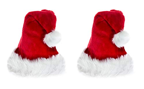 Ciffre Weihnachtsmütze Nikolaus Mütze Weihnachtsmützen Xmas Mützen Nikolausmütze 2 er Set - Plüsch Rot (XXL für Große Köpfe) 2 Stück im Set von Ciffre