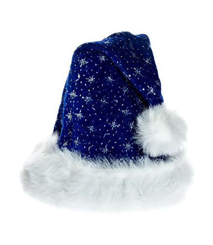 Ciffre Weihnachtsmütze Nikolausmütze Blau Plüsch mit Glitzer Staub Dicker Fellrand X18 von Ciffre