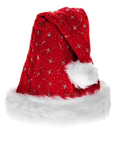 Ciffre Weihnachtsmütze Nikolausmütze Rot Plüsch mit Glitzer Staub von Ciffre