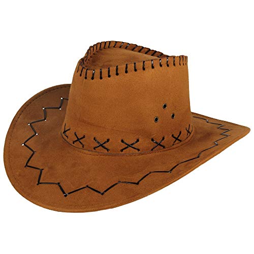 Cowboy Hut Sheriff Fasching Masken Perücke Maske - Zick Zack Muster Hell Braun von Ciffre