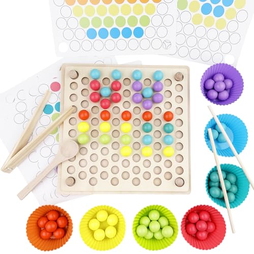 Cigrubo Brettspiele Clip Perlen Puzzle, Holzspielzeug Farben Sortieren, Regenbogen Puzzle Holz, Sortierspiel, Montessori Spielzeug, Kinder Vorschule Farben Sortier Stapelspielzeug, für ab 3 4 5 Jahre Cigrubo Brettspiele Clip Perlen Puzzle, Holzspielzeug Farben Sortieren, Regenbogen Puzzle Holz, Sortierspiel, Montessori Spielzeug, Kinder Vorschule Farben Sortier Stapelspielzeug, für ab 3 4 5 Jahre von Cigrubo