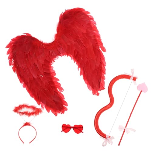 Ciieeo 1 Satz Cupid Kostüm Set für Teiliges Valentinstag Kostüm mit Bogen Flügel und Haarreif Karneval Cosplay und Fotoshootings von Ciieeo