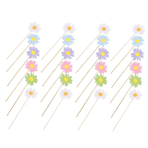 Ciieeo 1 Satz Kucheneinsatz Dekoration Gänseblümchen Cupcake Topper Ornamente Gänseblümchen Ein Kuchenaufsatz Farbige Babyblumen Hochzeitsdekor Bunte Picks Kleine 24 Stück von Ciieeo