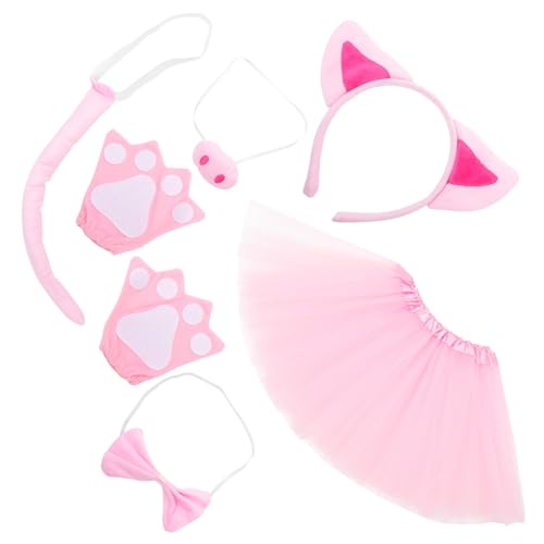 Ciieeo 1 Satz Niedliches Cartoon Schwein Kostüm mit Kopfband Fliege und Tutu Rock Halloween Cosplay und Partys Bequem und Kreativ für Kleine Fans von Ciieeo