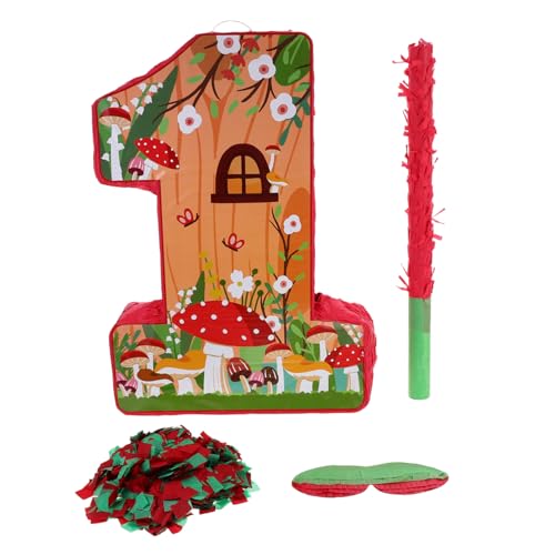 Ciieeo 1 Satz Pilzpinata Geburtstag Piñata Pilzdekorationen Pinata-Halloween Pilz-Pinata gefüllte Piñata alles zum geburtstag pinata Piñata mit Stock Papier von Ciieeo
