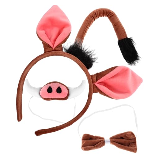 Ciieeo 1 Set Cosplay-Kostüm Schweineohren-Stirnband Tierschwanz Künstliche Nase Fliege Party-Anziehzubehör Für Partys von Ciieeo