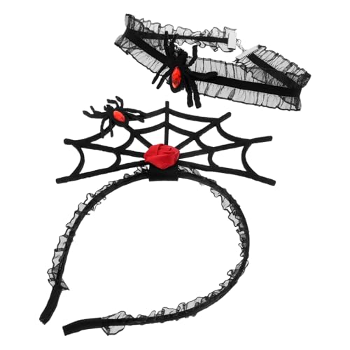 Ciieeo 1 Set Halloween Haarreifen: Spinnen-Haarreif und Choker-Set - Gruselige Kostümaccessoires für Partys, Cosplay und festliche Verkleidung, Schwarz, 20,5 x 19 x 2,4 cm von Ciieeo