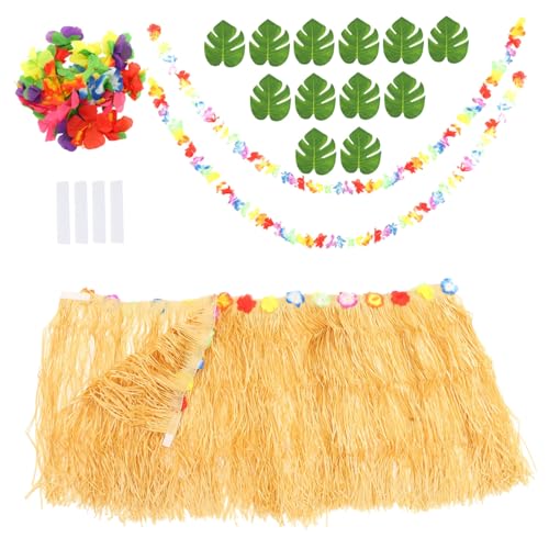 Ciieeo 1 Set Stroh Tischrock Aloha Ballons Schwimmender Getränkehalter Tiki Tropendekorationen Luau Limonadenspender Kleine Schirmdekorationen Partys Getränkeschirme Cocktail von Ciieeo