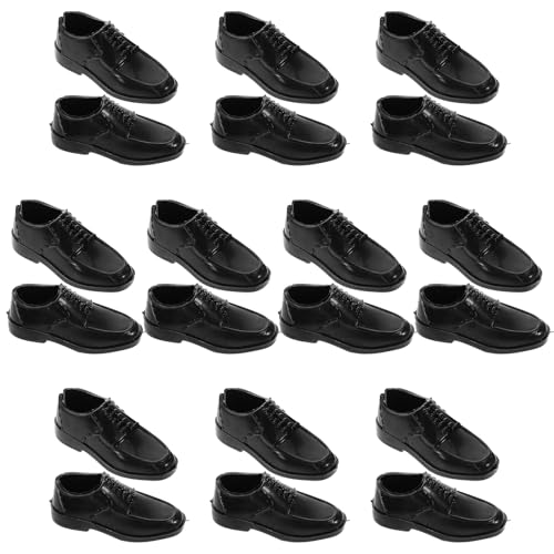 Ciieeo 10 Paar Schwarze Herrenschuhe im Maßstab 1/6, Miniatur-puppenschuhe aus Kunststoff für Puppen, Puppenhausspiele, Dekorationen für Mikrolandschaftsornamente von Ciieeo