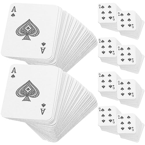 Ciieeo 10 Sets Mini-Spielkarten Miniatur-Pokerkarten 54 Karten Reisespiel Winzige Neuheit Familien-Pokerspiel Kleine Spielkarten Requisiten Partygeschenk von Ciieeo