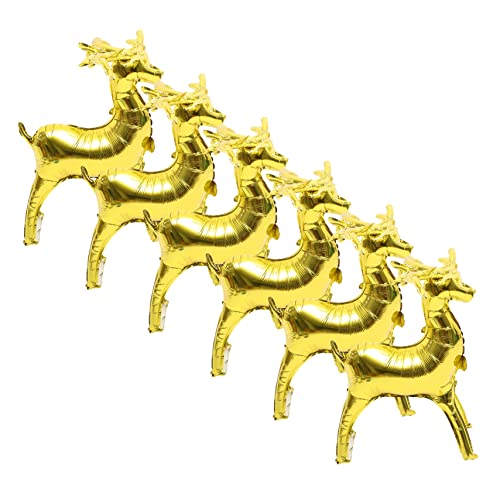 Ciieeo 10 Stück Elch Folienballons Hirsch Ballon Gänseblümchen Ballons halloween dekoration halloween-dekoration Weihnachts-Rentier-Ballon Weihnachtshirschballon Aluminiumfolie Golden von Ciieeo