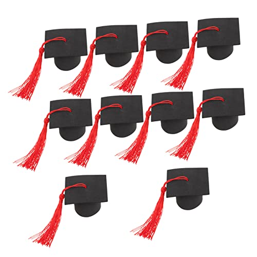 Ciieeo 10 Stück Grad Cap Kuchendeckel Mini-abschlussmütze Mit Quaste Abschlusshüte Basteln Doktorhut Mit Abschlusshut Junggesellenmütze Abschlussfeier Kappendekoration Und Papier Rot von Ciieeo