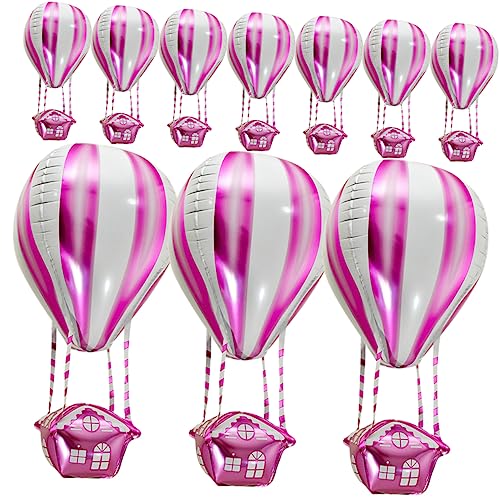 Ciieeo 10 Stück Heißluftballon Flackern Halloween-folienballons Ballballon Heißer Korb Luftballons Dekorationen Regenbogenballon Heliumtanks Für Ballons 200 Ballons Rosa Aluminiumfolie von Ciieeo