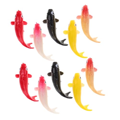 Ciieeo 10 Stück Mini Koi Fisch Figuren Teiliges Realistisches Harz Deko für Aquarien Farbvielfalt Rot Rot Schwarz für Fischbowl Dekoration und Kreative von Ciieeo