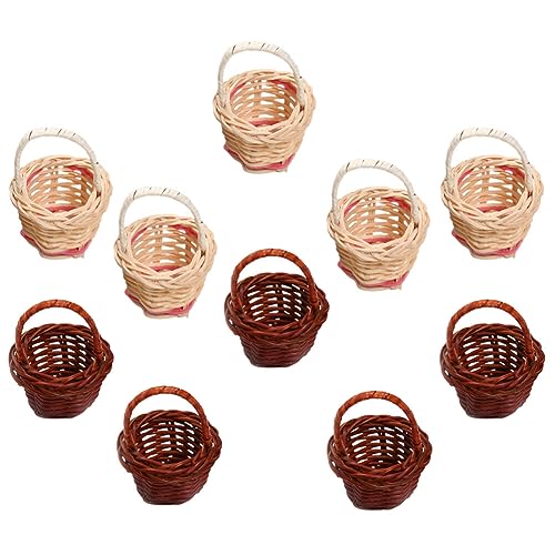 Ciieeo 10 Stück Puppenhaus-Gewebekorb Miniatur-Picknickkörbe Mini-Kunststoff-Partygeschenkkorb Blumenmädchen-Körbe Modelle Für Puppenhaus Landschaftsfotografie-Requisiten von Ciieeo
